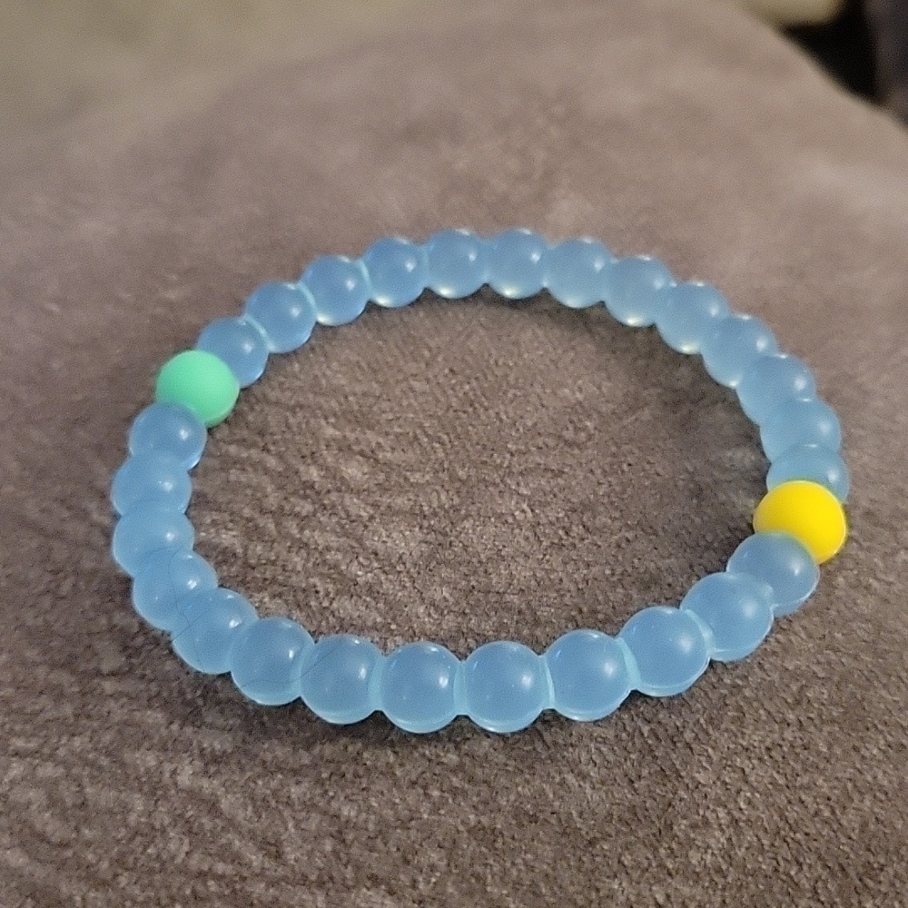 5/$25 Silicone Rubber Waterproof Beaded Kidcore Stretch Bracelet - Picture 2 of 5